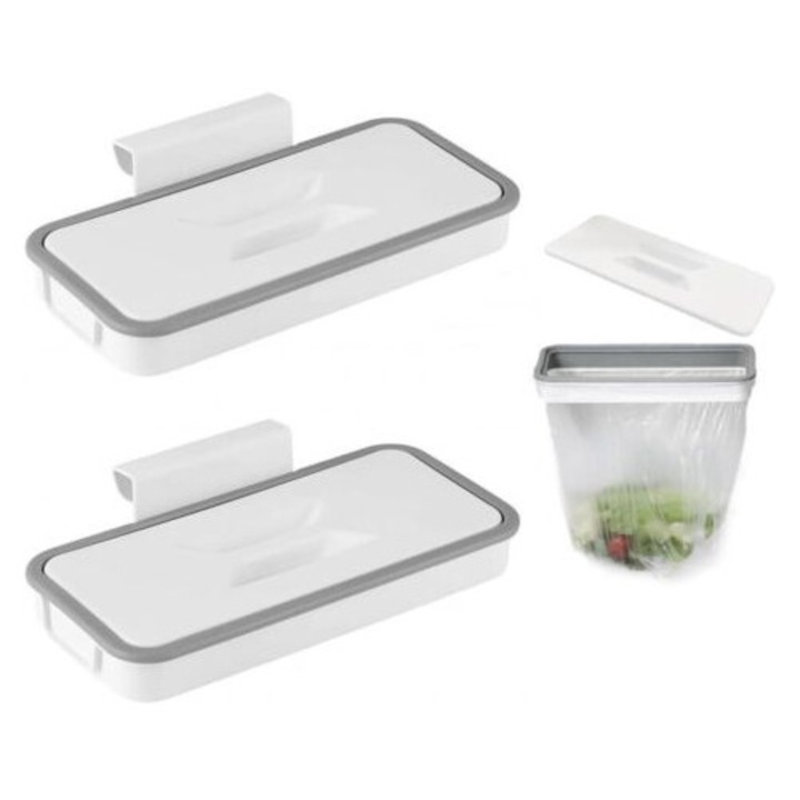 Set de 2 suporturi pentru saci, accesorii camping, design suspendat, alb, 24x6x11.5cm