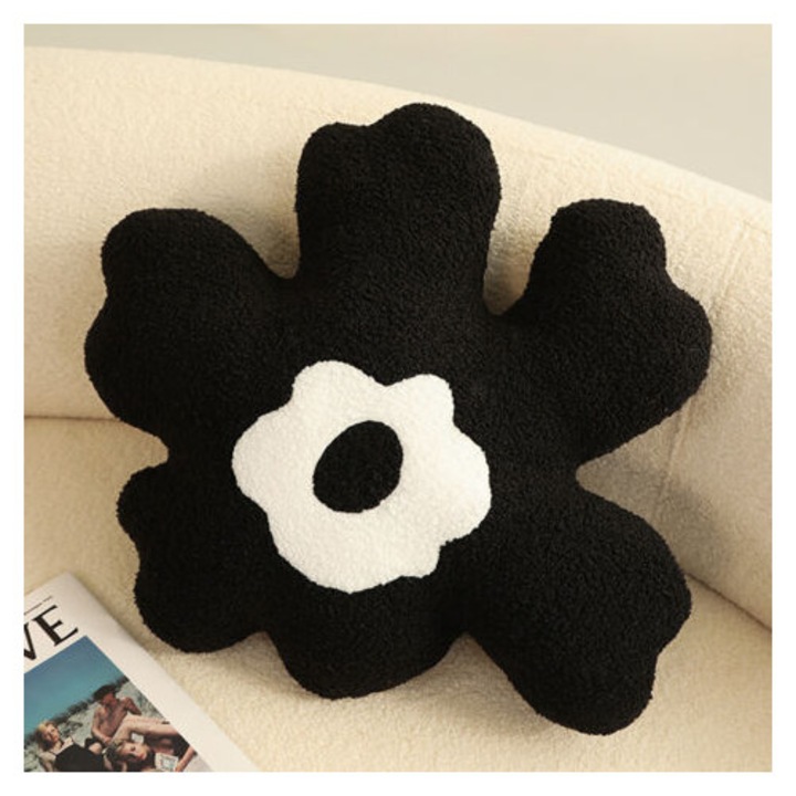 Perne decorative, perna moale in forma de floare, neagra, 48x58cm, set