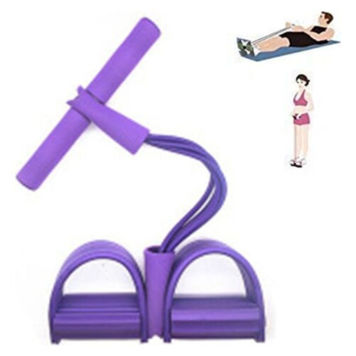 Banda elastica de rezistenta, 52x28cm, violet, material latex/spuma, set de exercitii pentru fitness