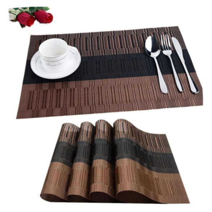 Set de 6 servete din material eco-friendly, model gradient cafea, rezistente la apa, usor de curatat