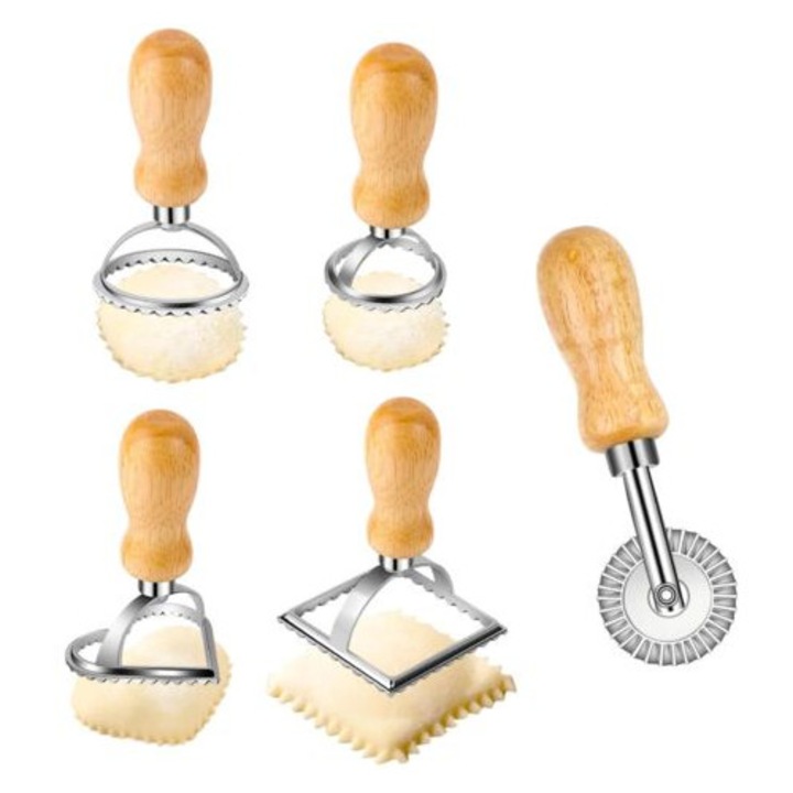 Forma prajituri, cutite si roata pentru aluat, set pentru ravioli, otel inoxidabil, utilizare usoara, curatare simpla
