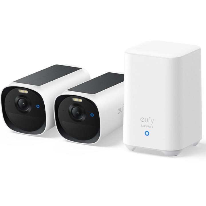 EufyCam E40 vezeték nélküli videómegfigyelő rendszer, MaxColor éjjellátó, HomeBase 2 szett + 2 db 2K QHD kamera