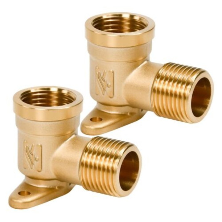 Set de 2 fitinguri din alama 1/2", racorduri cu filet interior, rezistente la coroziune, 90 grade