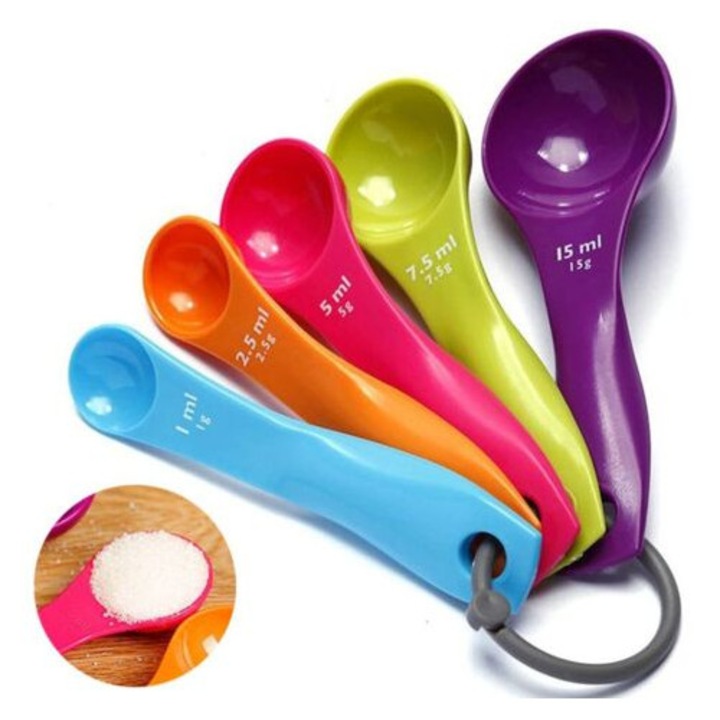 Set de polonice colorate din plastic, 5 piese, 1ml-15ml