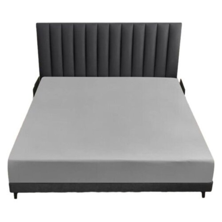 Protectie saltea, gri inchis, 120x200cm, 30cm adancime, impermeabila, din microfibra