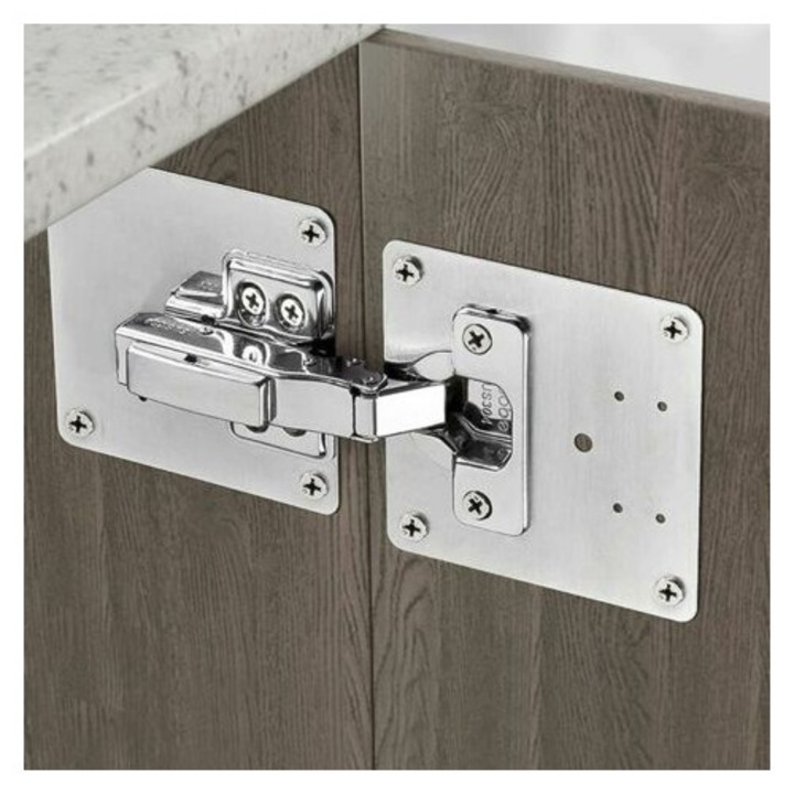 Placa de reparare balama, set cu suruburi, otel inoxidabil, argintie, 1.6cm