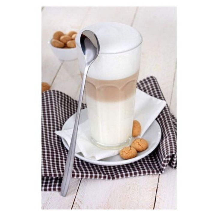 Set de 6 linguri lungi din otel inoxidabil, 19cm, argintii, pentru bauturi si deserturi
