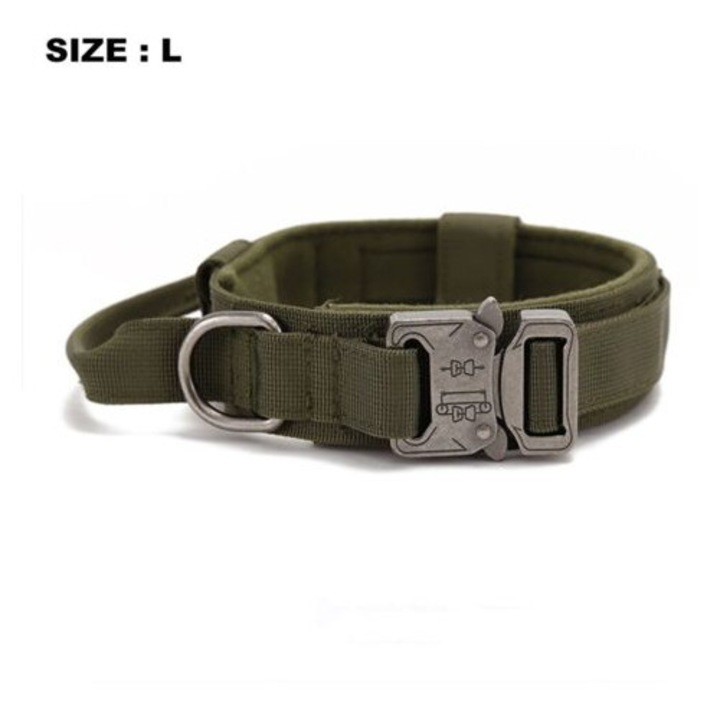 Zgarda pentru caini, M, ajustabila, rosie/albastra/neagra/roz/verde militar, latime 3.8 cm