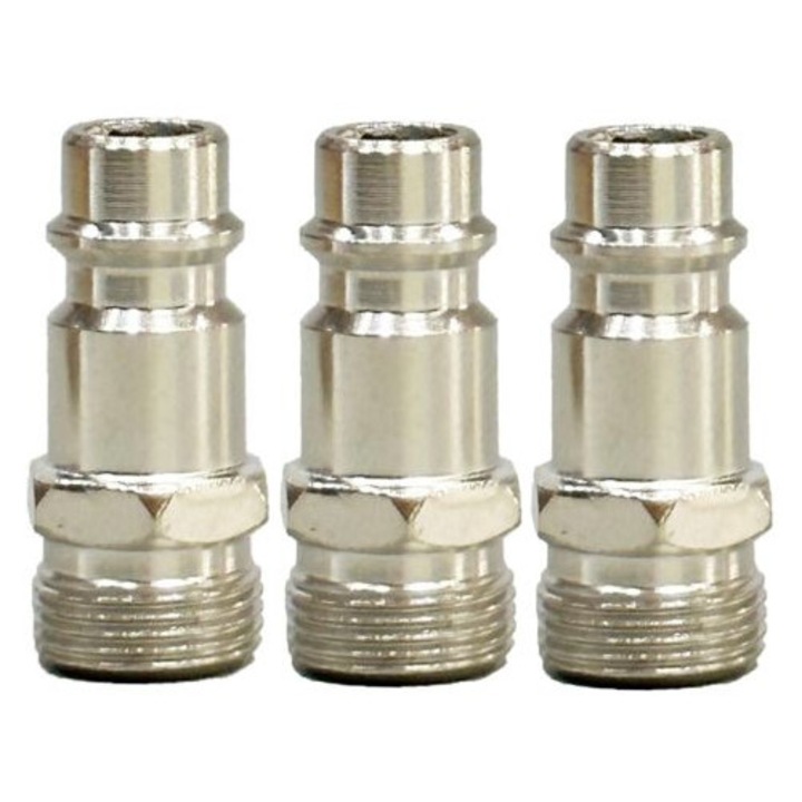 3 db 1/4" sűrített levegő csatlakozó készlet, gyorscsatlakozás, korrózióálló, 13x35mm, ezüst