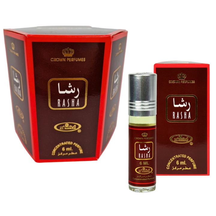Комплект от 6 парфюма на маслена основа Rasha 6 ml, ориенталски, за жени, рол-он, Al-Rehab