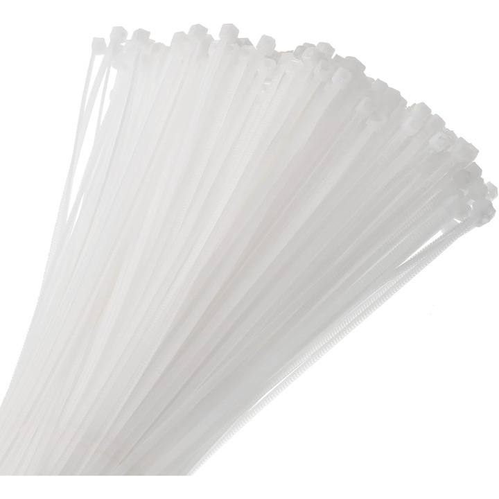 Coliere Cablu QUARKZMAN 250Buc 250mm Alb