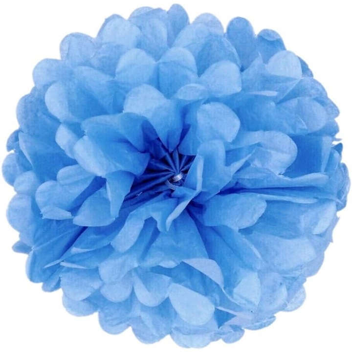 Decoratiune Nunta JZK Pompon Hartie Albastra 25cm