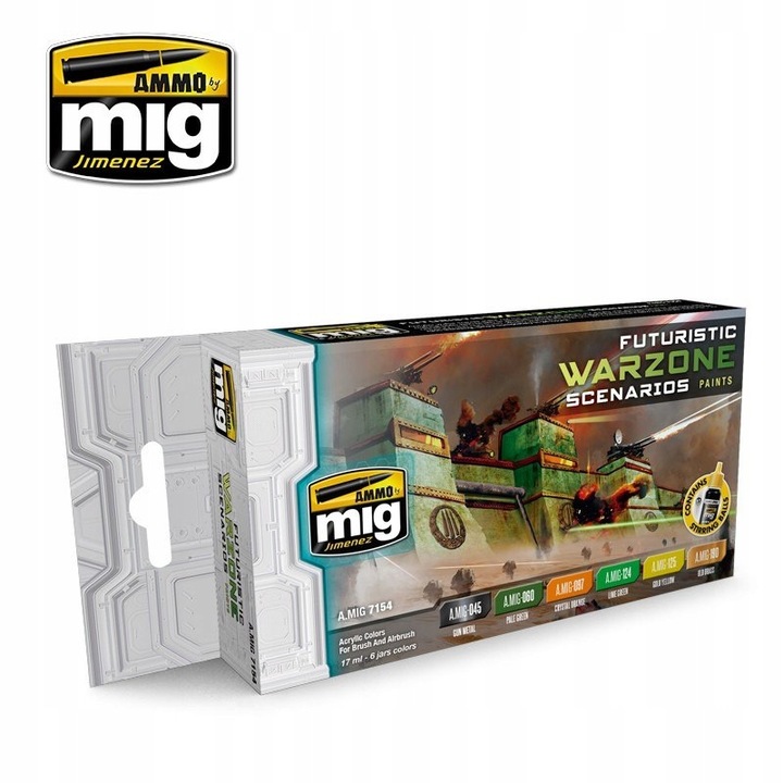 Ammo Mig 7154 Futuristic Warzone akrilfesték készlet, 6 x 17ml, többszínű
