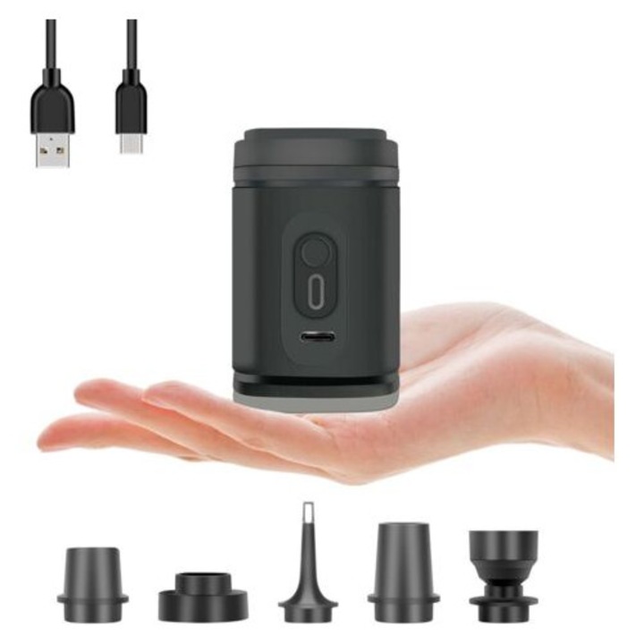 3 az 1-ben elektromos pumpa, 5 fúvóka, LED, hordozható, 220g