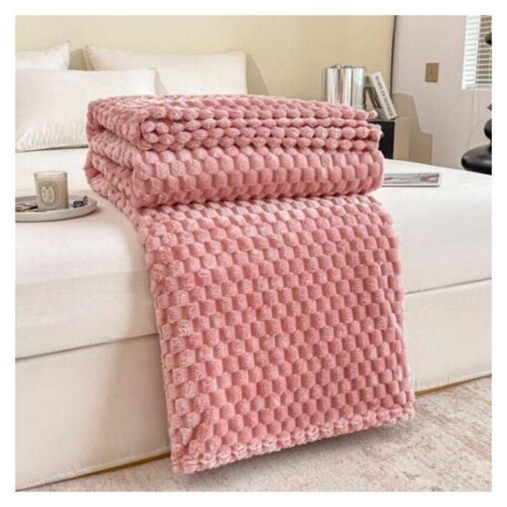 Vörös bársony takaró, 100x150cm, kanapéra, irodai takaró szett