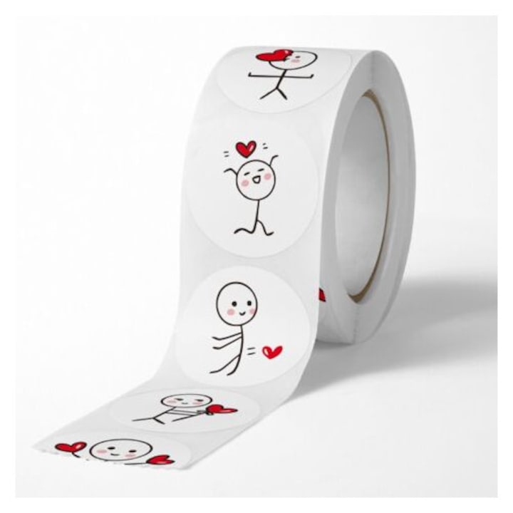 Set de 500 stickere decorative in forma de inima, 12 modele, pentru copii, multicolor