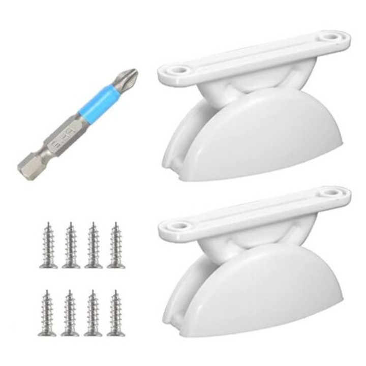 Set de 2 opritoare pentru usi rulote, alb, accesorii rulote, dimensiuni 10x10cm