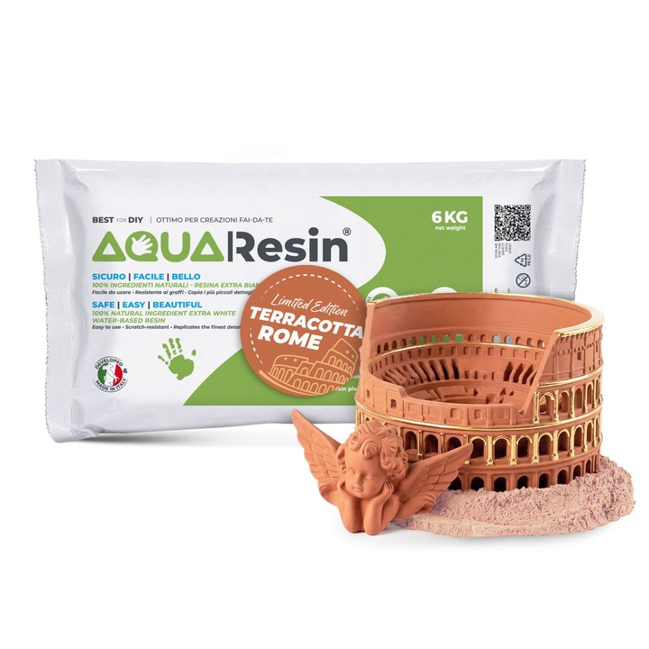 Aqua Resin Terracotta Roma – Ipsos Alfa Premium Efect Ceramic, Rasina Minerala Naturala pentru Matrite, DIY, Decoratiuni, Non-toxic si Sigur (6 kg)