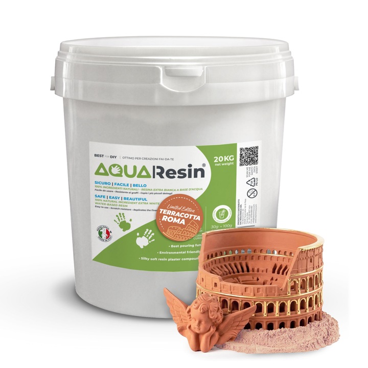 Aqua Resin Terracotta Roma – Ipsos Alfa Premium Efect Ceramic, Rasina Minerala Naturala pentru Matrite, DIY, Decoratiuni, Non-toxic si Sigur (20 kg)