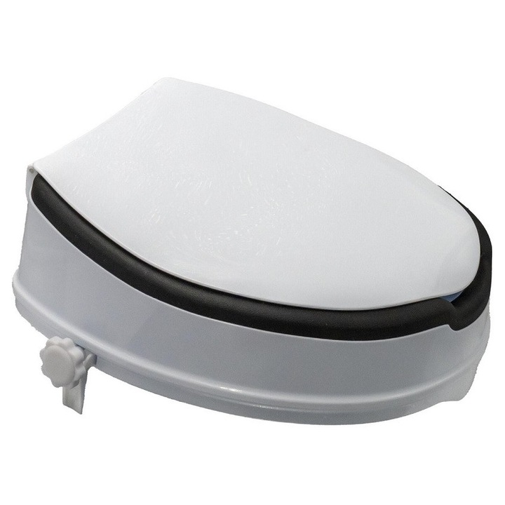 Inaltator WC cu capac, Ridder, alb-negru, sustine maxim 150kg, sezut spuma
