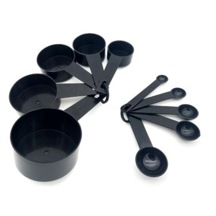 Set de ustensile de masurat 10 piese, cupe si linguri, dimensiuni americane, multicolor