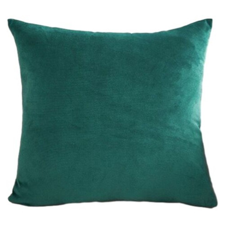 Set de 2 fete de perna din catifea, verde inchis, 45x45cm