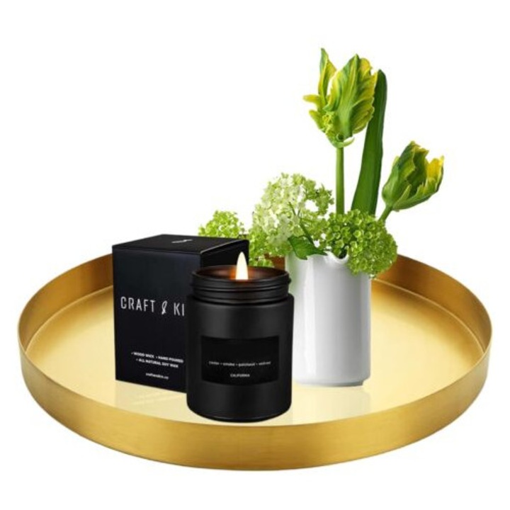 Tava decorativa rotunda din otel inoxidabil aurit, 20cm, capacitate mare, utilizare versatila