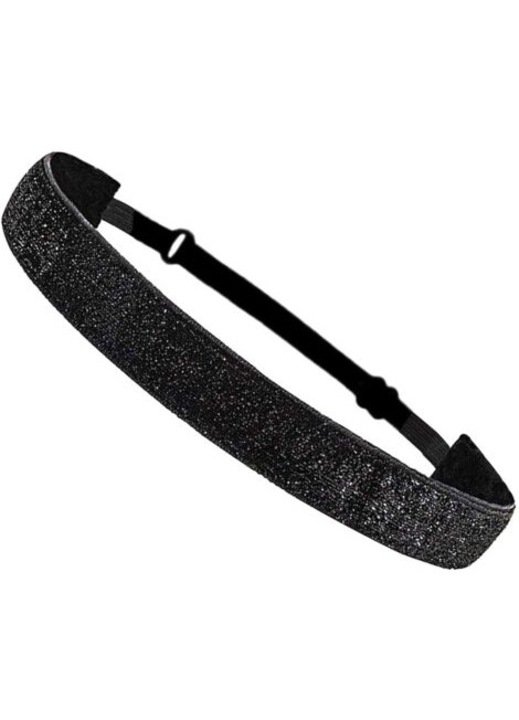 Bentita elastica cu paiete, accesoriu pentru par, negru, ajustabil si antiderapant