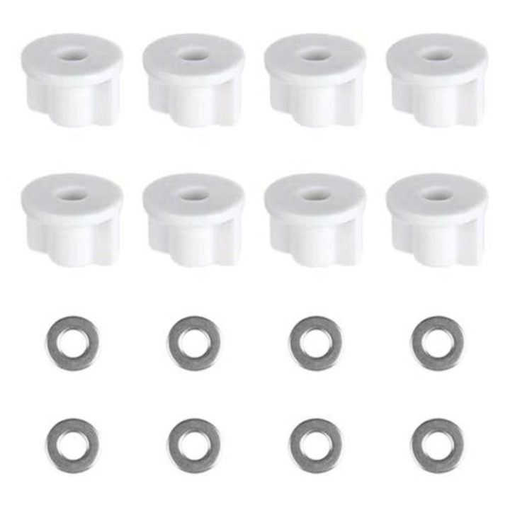 Set de 8 accesorii pentru fixarea capacului de toaleta, plastic si otel inoxidabil, dimensiuni 25x17.5mm, 14x7mm