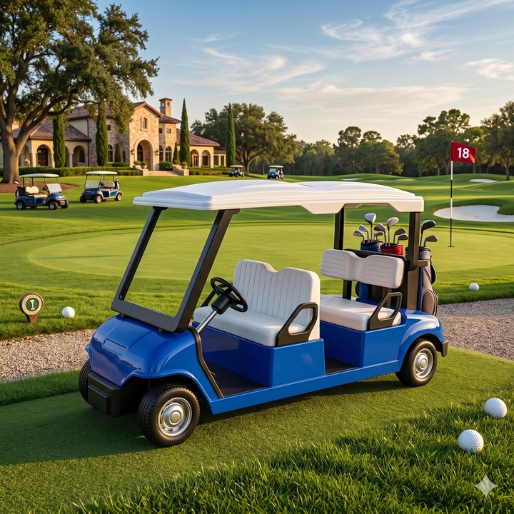 Autómodell Golf autó, Vision XXI, 1:20 méretarány, fém, kék, ütőkkel, Pull-Back