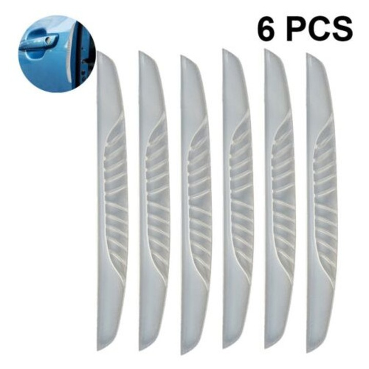 Bumper de usa auto, set 6 bucati, PVC, negru, 145x15mm