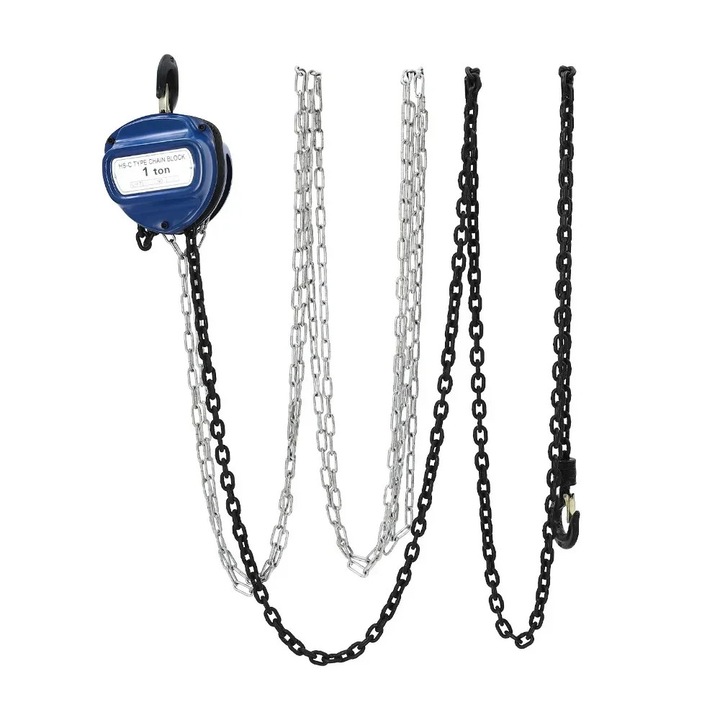 Palan manual cu lant 1 t, 3, 7 m inaltime de ridicare, albastru