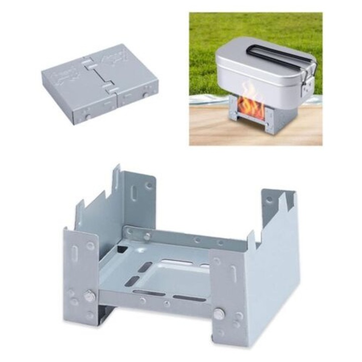 Arzator camping pliabil, mini arzator pentru camping, design compact, 9.8x5.5x7.5cm, rezistent la coroziune