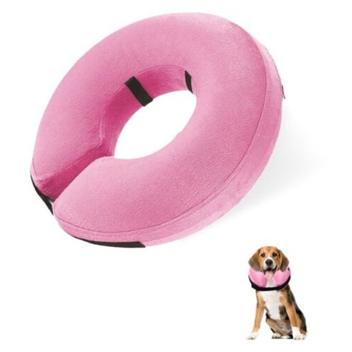 Guler pentru caini, ajustabil, design gonflabil, protectie post-operatorie, marime L