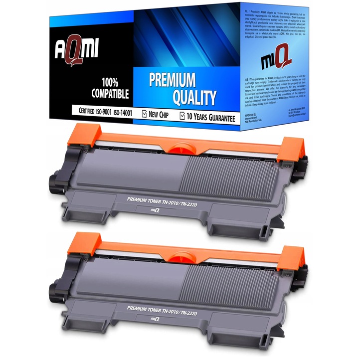 Set 2 Tonere AQMI TN-2220, Negru, Capacitate XL 2x3000 pagini