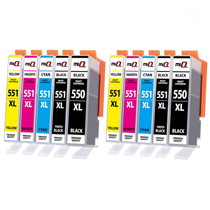 10x AQMI tintapatron készlet Canon PGI-550 / CLI-551 nyomtatókhoz, CMYK, XL kapacitás