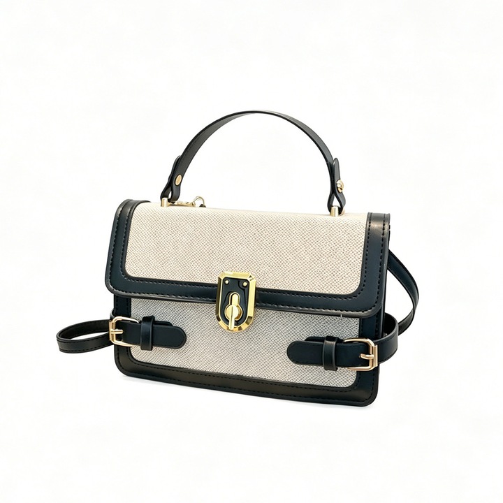 Crossbody táska, BOMSTOM, mini, fekete és fehér, 21x6x14cm
