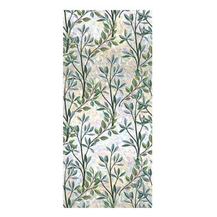 Folie decorativa pentru feronerie, stickere verzi cu vita de vie, protectie semi-privata, reutilizabila, 1 rol
