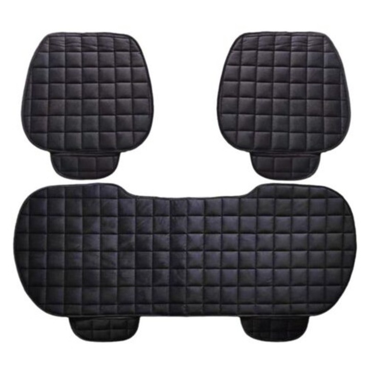 Set de huse auto negre, design matlasat, non-alunecare, dimensiune universala