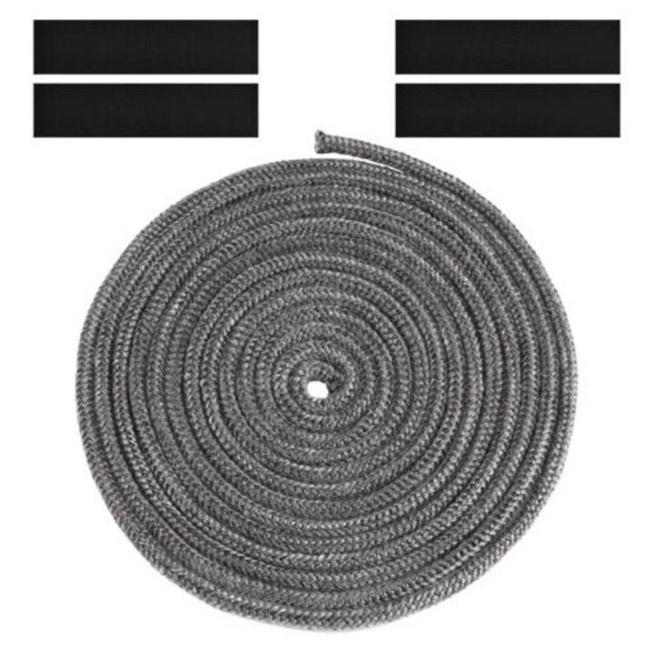 Sfoara de etansare rezistenta la foc, 6mm x 3m, cu 4 benzi, pentru sobe si insertii de semineu, rezistenta la 600C