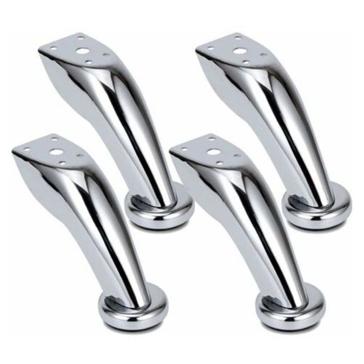 Picioare de mobilier, inox gros, finisaj cromat, set de 4 picioare, inaltime 9.5cm