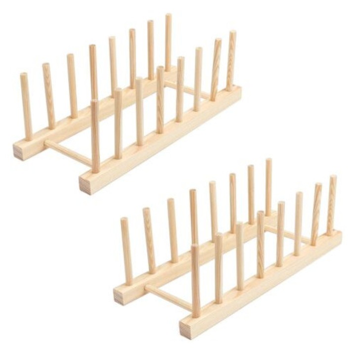 Suport din bambus pentru vase, set de 2, 31x13.5x11cm, multifunctional, ecologic