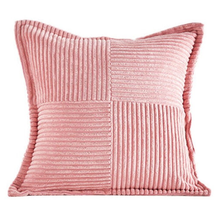 Fete de perna, set de 2, 45x45cm, roz, catifea, model incrucisat