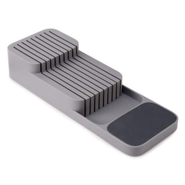 Suport tacamuri, organizator cu 2 etaje, design vertical, antiderapant, gri/alb/verde, 39.8x14.2x7.3cm