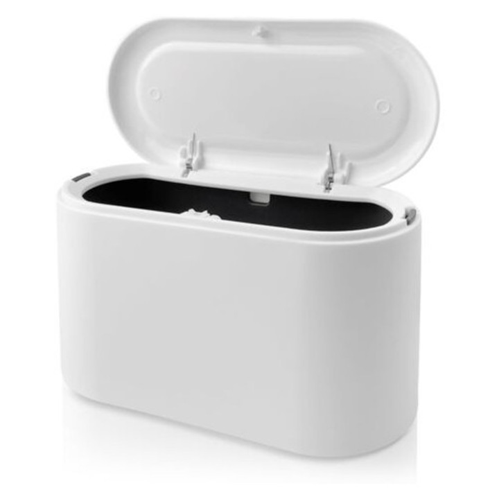 Cos de gunoi de birou, 22x11x13cm, alb, design elegant, capac cu deschidere rapida, set de 1 buc.