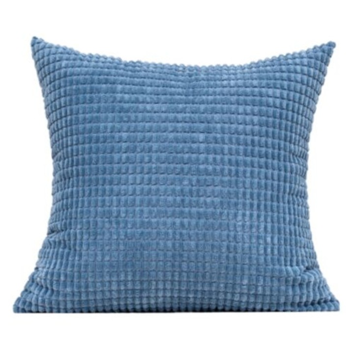 Set de 2 fete de perna cu model de boabe de porumb, albastru denim, 50x50cm