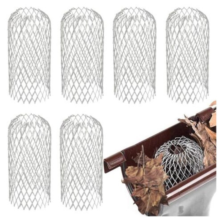 Filtru pentru jgheaburi, 6 buc, aluminiu, extensibil, rezistent la intemperii, pentru acoperisuri, gradini, santuri