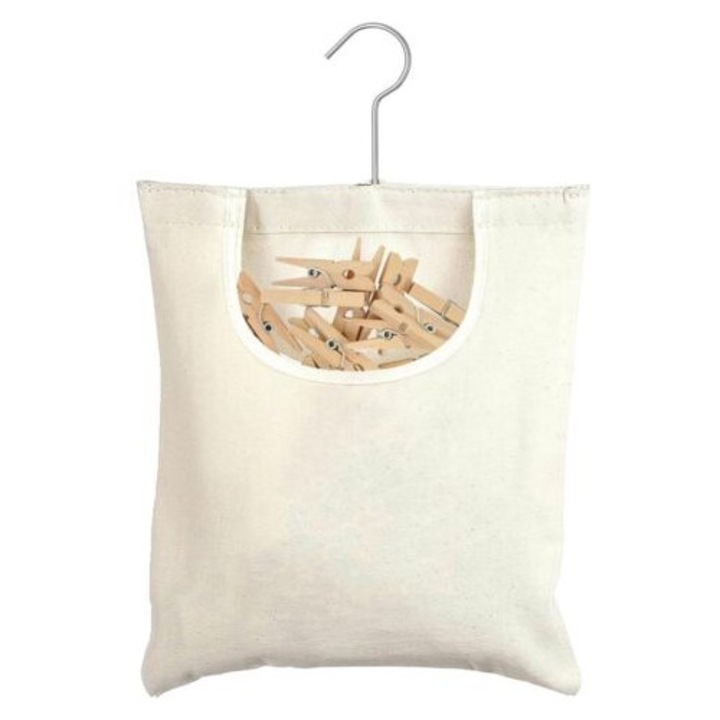 Sac pentru cleme de rufe, capacitate 100 cleme, design U, 32x27cm