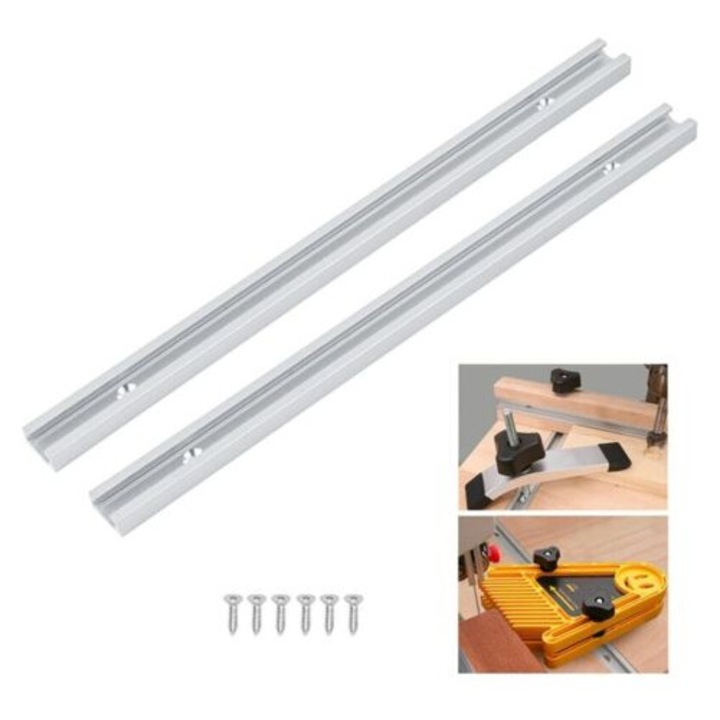 Set 2 sine T din aluminiu 300mm, 19x10mm, pentru feronerie si unelte de prelucrare a lemnului