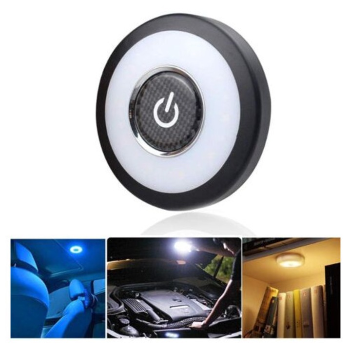 Lampa LED reincarcabila USB, 3 culori, 10x10x2cm, montare magnetica, set de 1 buc.